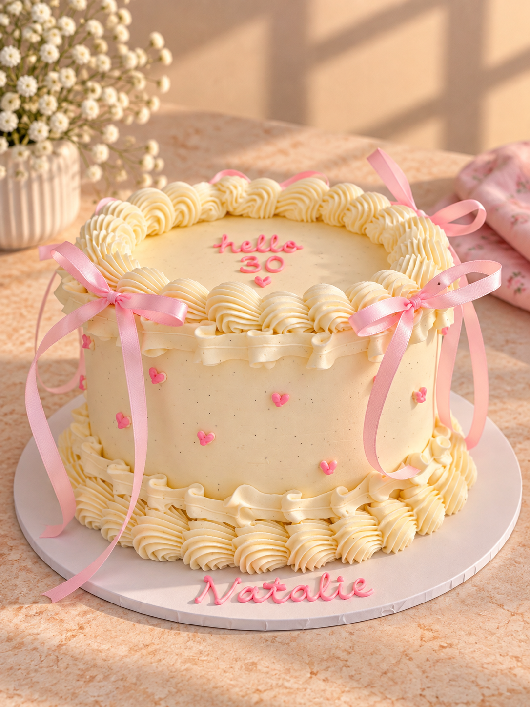 Fiona | Vintage Hearts & Bow Cake