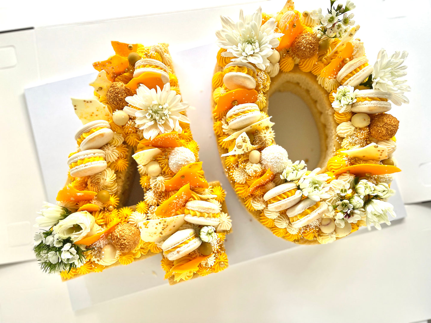 40th birthday cake in yellow green and gold