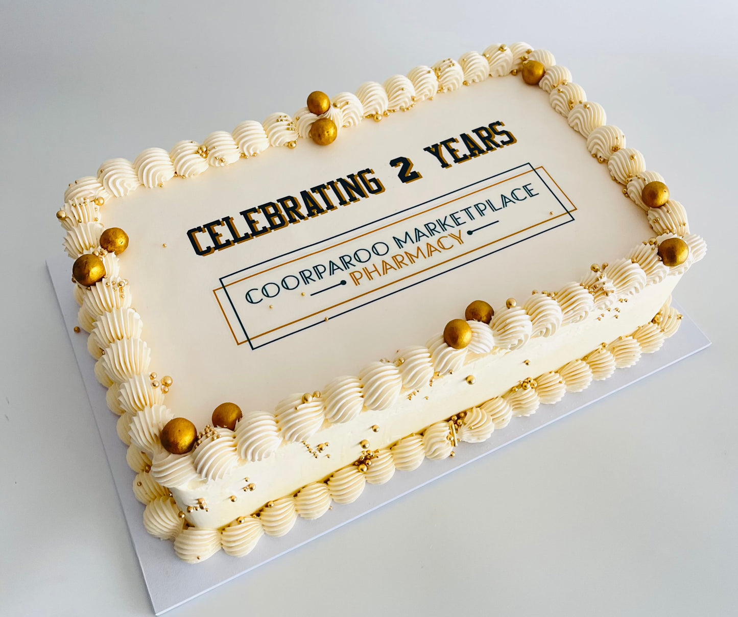 custom order corporate cake with message