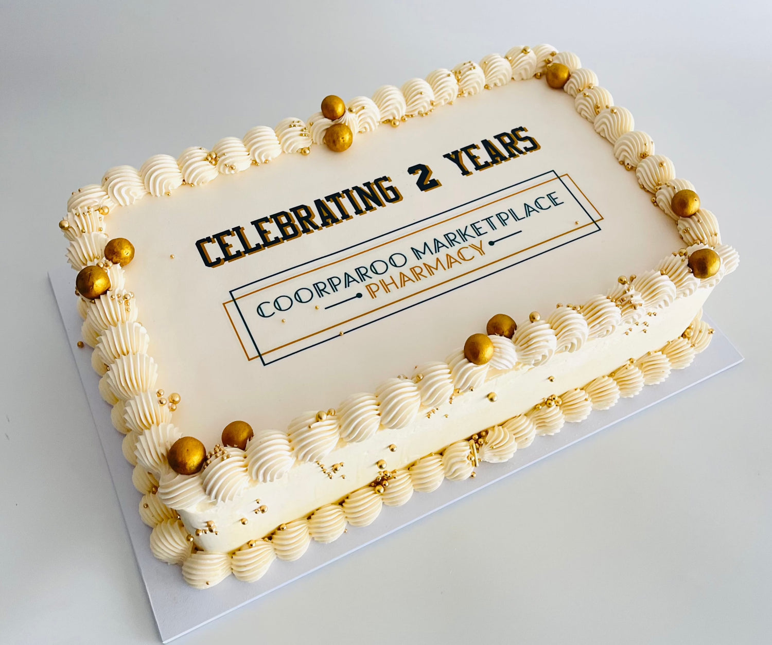 custom order corporate cake with message