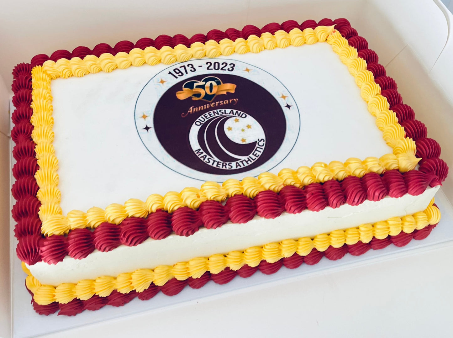 corporate slab cake with customisable colours and logo