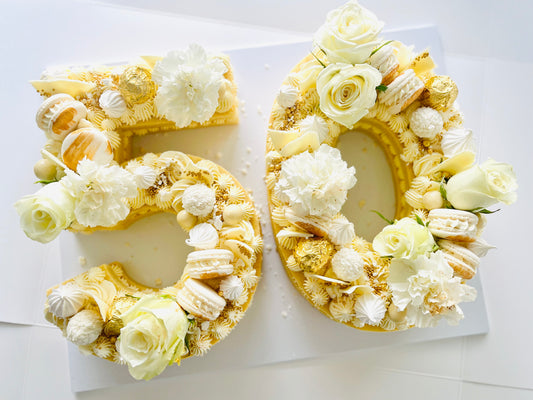 golden anniversary number cake