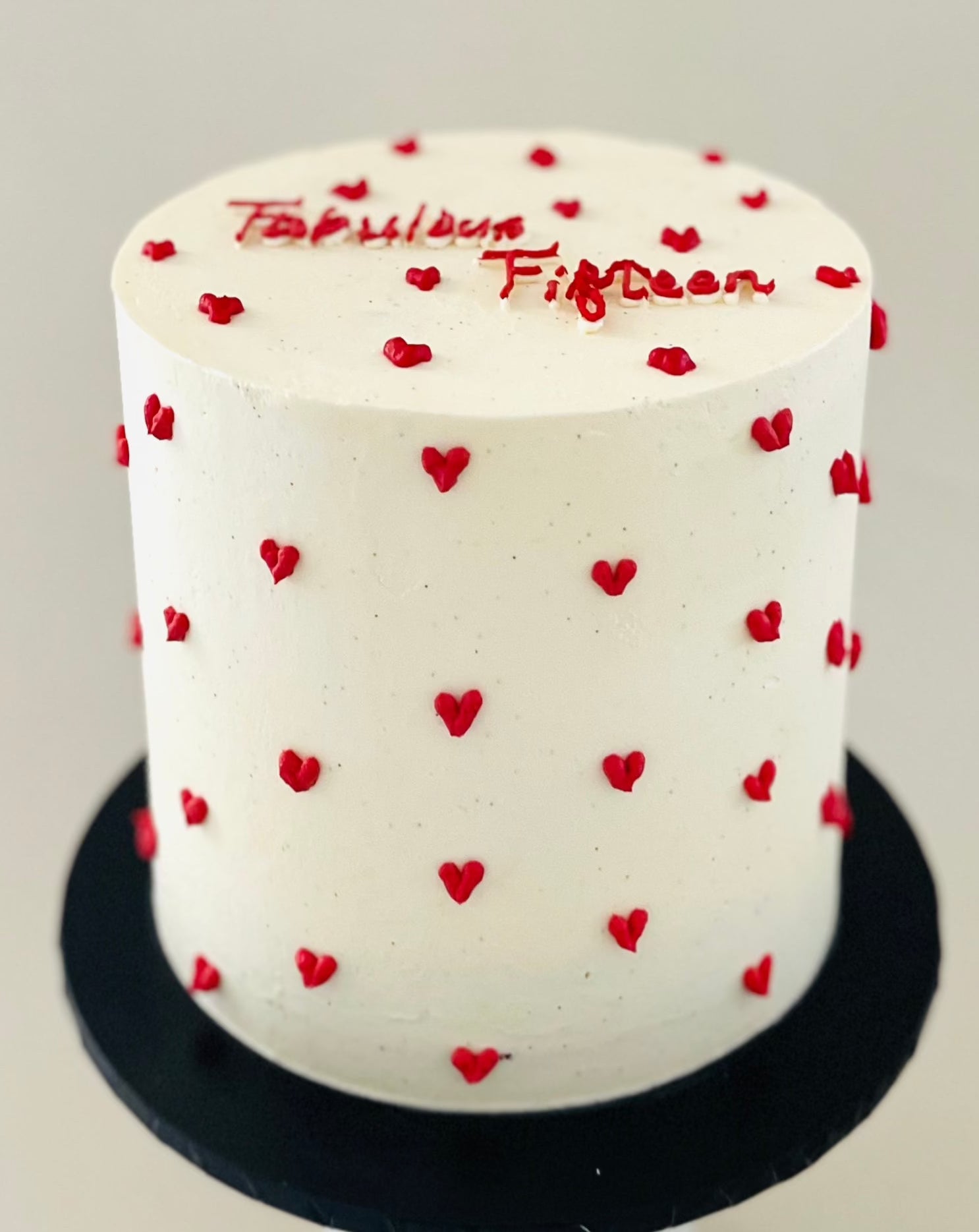 Trending mini hearts piped cake with personalised message