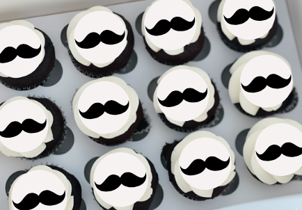 Movember themed cupcakes perfect for events, gifts, and workplace awareness activities