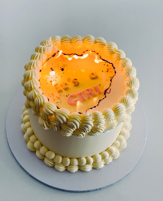 gender reveal glutenfree burn away cake