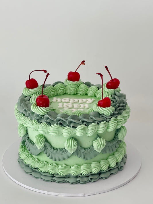 Vintage Retro Cake - Olive