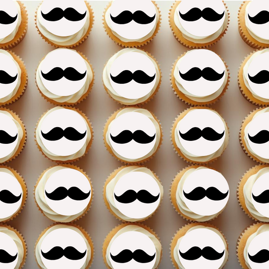 Custom Movember cupcakes with moustache decorations, available in Brisbane