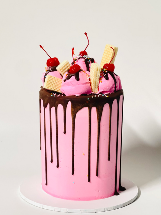 pink cake ice cream sundae style Brisbane