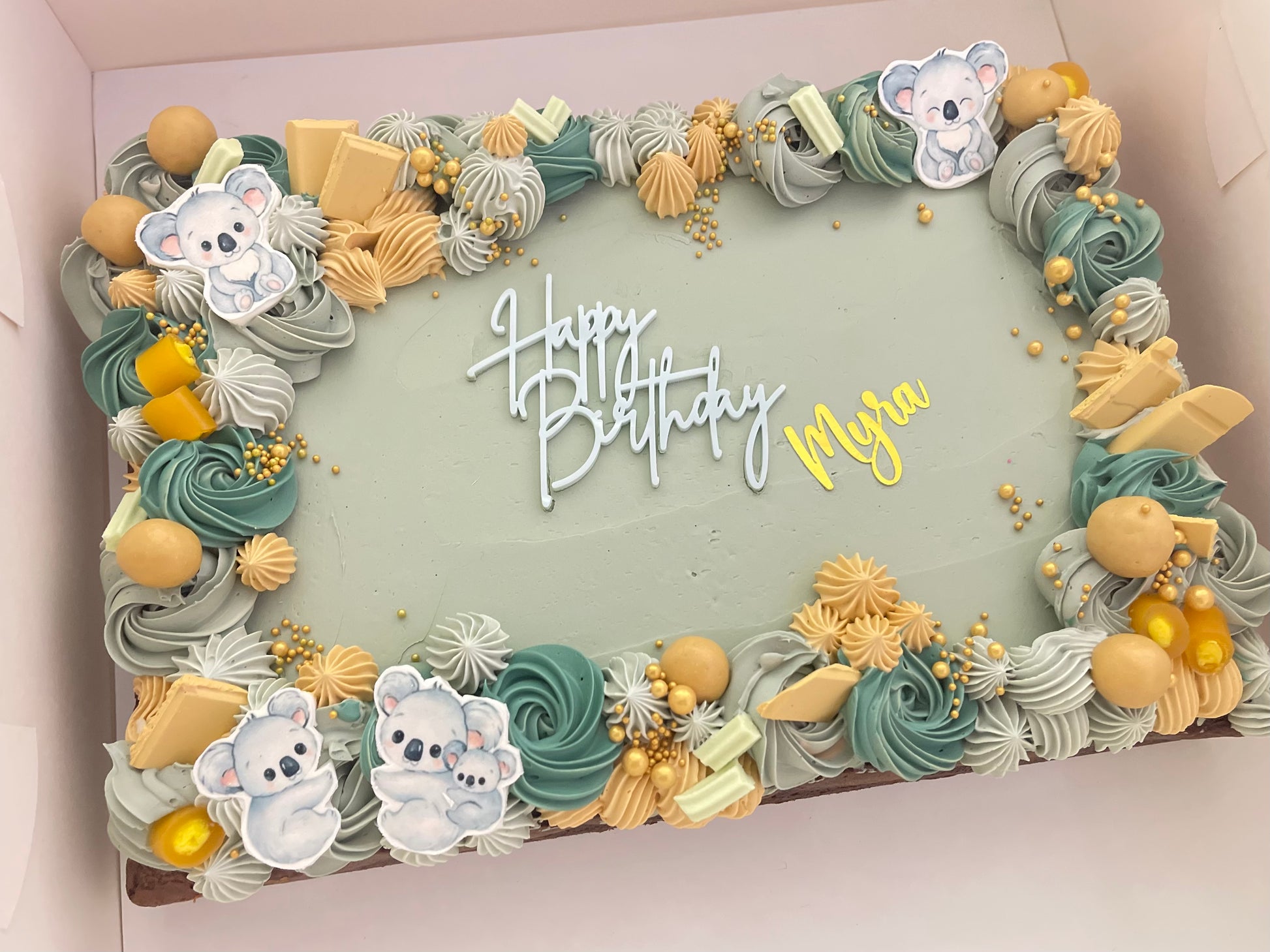 slab cake with pretty images made to order in Brisbane