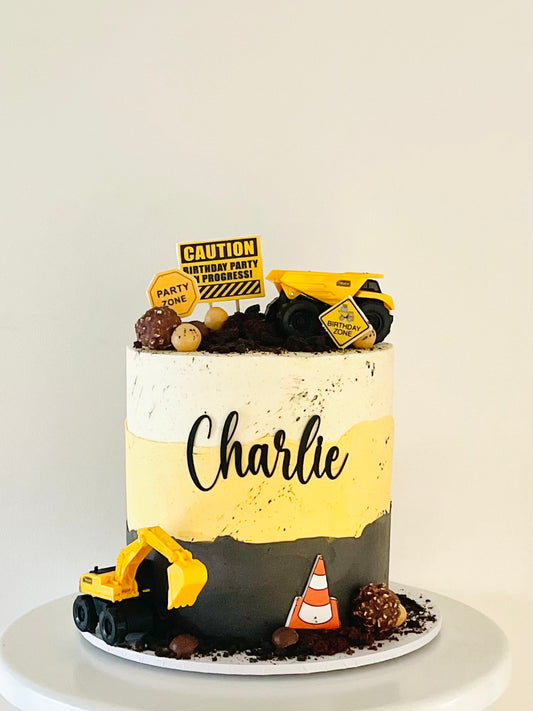 Construction birthday cake with digger perfect for little boy or a man