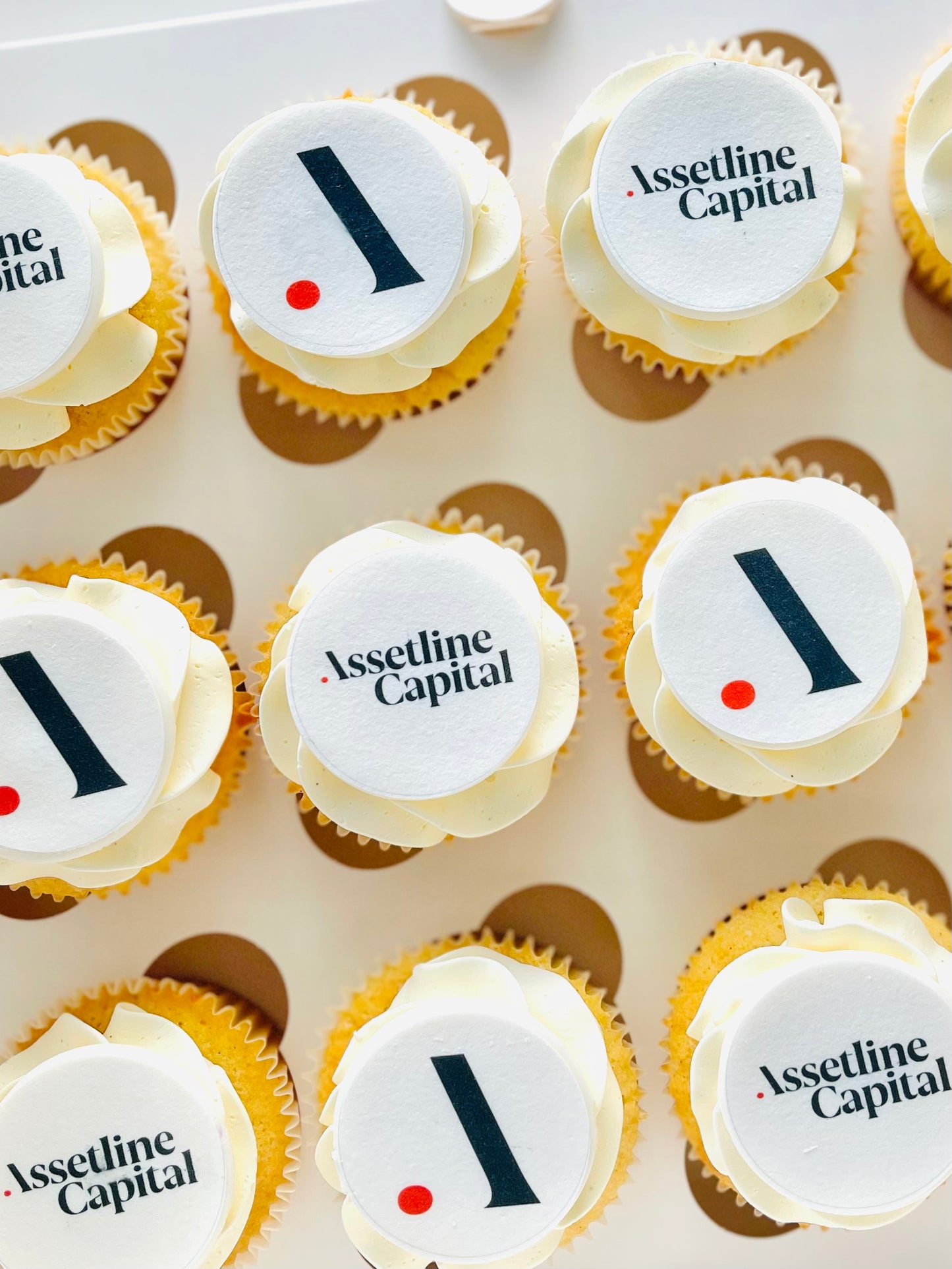 delivery across Brisbane corporate logo cupcakes