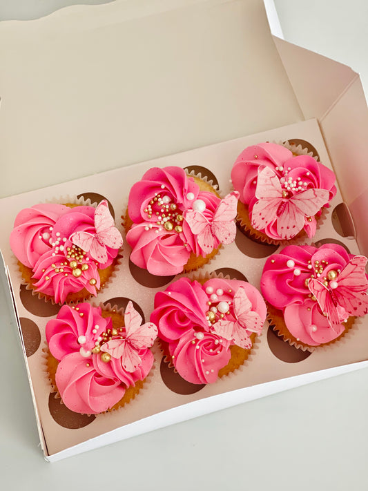 pretty swirl and butterfly cupcakes